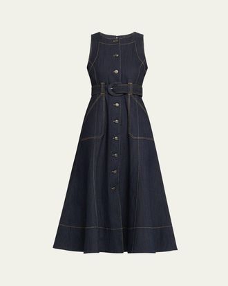 Cinq &agrave; Sept Cezanne Belted Denim Midi Dress