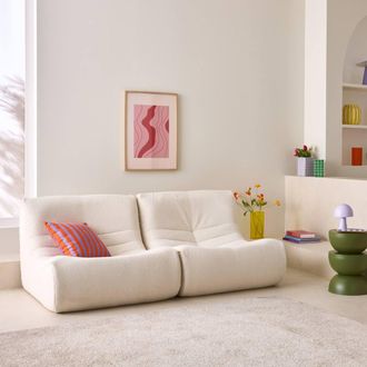 Sweeek Pair Of 1-seater Armchairs In Boucle Fabric in White