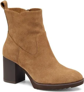 Johnston & Murphy Izzie Waterproof Platform Bootie in Whiskey Waterproof Suede at Nordstrom, Size 6.5