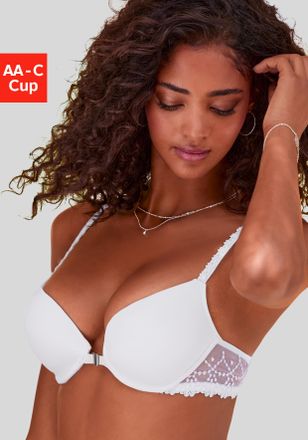 Lascana Push-up-BH LASCANA Fabia, Damen, Gr. 80, Cup A, weiss (wei&szlig;), Spitze, Obermaterial: 88% Polyamid, 12% Elasthan, BHs Push-up-BH, mit Stickerei am R&uuml;cke