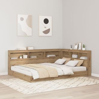 Berkfield Home Storage Headboard with Shelf Artisan oak 160 cm Engineered wood in Brown