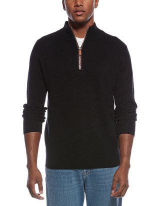 Kier + J Raglan Wool & Cashmere-Blend 1/4-Zip Sweater