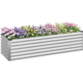 Woltu Fioriera da Esterno Rettangolare per Piante e Fiori 238x80x56 cm, Argento