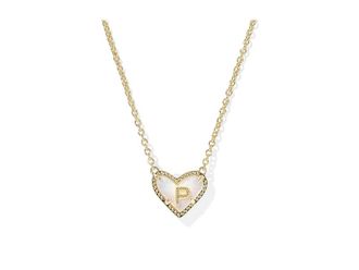 Kendra Scott Heart Letter M Short Pendant Womens Necklace Womens Necklace P, Brass/Gold-Plated/Pearl