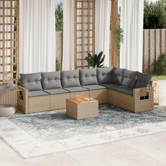 vidaXL Vidaxl - Juego De Sof&aacute;s De Jard&iacute;n Con Cojines Beige 8 Pzas Rat&aacute;n Pe