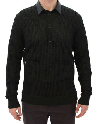 Dolce & Gabbana Mens Dark Green Runway Netz Pullover Netted Sweater Cotton Clothing