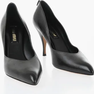 Miu Miu Waxed Leather Pumps With Pointed Toe And 9.5 cm Heel Miu Miu
