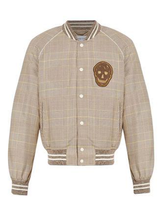 Alexander McQueen checked bomber jacket - men - Wool/Cupro/Polyamide - 48 - Neutrals