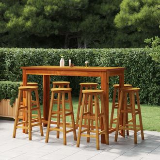 vidaXL Juego Muebles De Bar Para Jard&iacute;n 9 Pzas Madera Maciza De Acacia Vidaxl