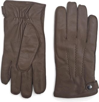 TruClothing Leather Gloves Winter Wool Lined Snap Button Closure