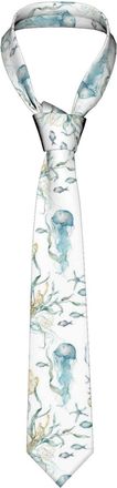 Generic Mens Ties Sea Jellyfish Coral Fish Neck Tie Soft Work Tie Party Skinny Tie Business Tie, For Boys, Prom, Wedding