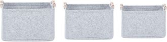 Beliani Beliani - 3 Handmade Scandinavian Storage Baskets with Wooden Handles Felt Grey Baysai