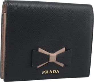 Prada Pre-owned Vintage Bifold Portemonnee - Dames - Vintage Accessoires - Zwart - ONE Size - Leer - Vintage