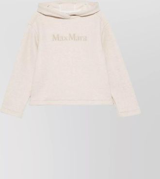 Max Mara logo cotton hoodie with classic hood and ribbed finish