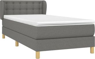 vidaXL Cama Box Spring Con Colch&oacute;n Tela Gris Oscuro 90x190 Cm Vidaxl