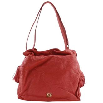 Loewe Pre-owned Flamenco Embossed Leather Shoulder Bag - Dames - Pre-owned - Rood - Maat: ONE Size Lame