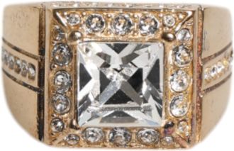 Dolce & Gabbana Gold Tone Sterling Silver 925 Crystals Mens Ring