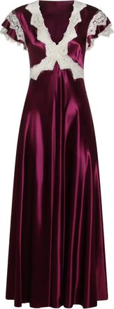 Alberta Ferretti lace V-neck dress - Purple