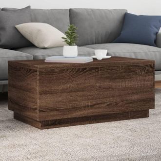 vidaXL vidaXL Tavolino da Soggiorno con Luci LED Rovere Marrone 90x50x40 cm
