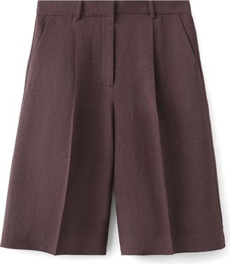 Mango Argelia Pleated Bermuda shorts in Purple at Nordstrom, Size 4