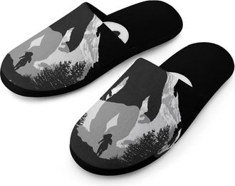 Generic Bigfoot And Woman Running Away Mens House Slippers Slip Indoor Slipper On Shoes Warm Outdoor