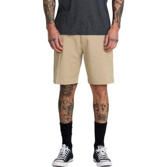 Rvca Back In Water Repellent Hybrid Shorts in Khaki at Nordstrom, Size 30