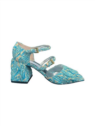 Suzanne Rae Womens Demi Toe Double Mary Jane Heels In Aqua Plisse