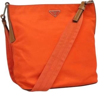 Prada Pre-owned Cross Body Bags, female, Orange, Size: ONE SIZE Pre-owned Nylon Cross Body Bag