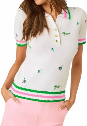 Lilly Pulitzer Suzette Embroidered Sweater In Resort White Derby Ditsy Embroidery