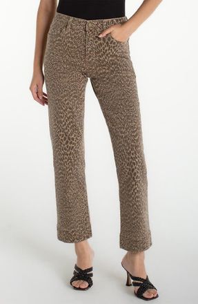 Liverpool L.A. Kennedy Ankle Straight Leg Jeans in Khaki Abstract Animal at Nordstrom, Size 14