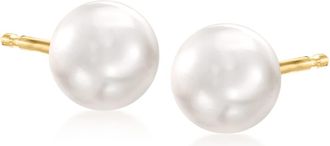 Ross-Simons 7-8mm Cultured Pearl Stud Earrings in 14kt Yellow Gold