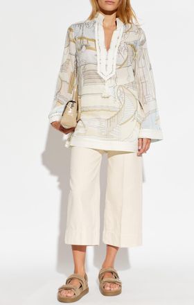 Tory Burch Patterned Tunic, Womens, Cream