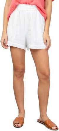 Rails Leighton Smocked Waist Seersucker Shorts in White at Nordstrom Rack, Size Medium