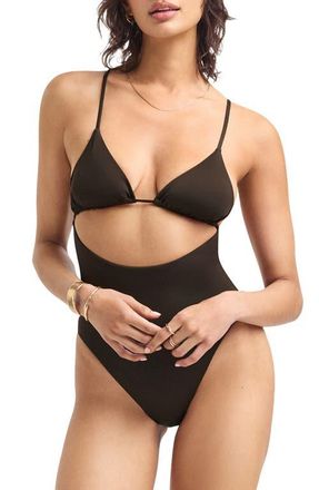 Vitamin A Gia Cutout One-Piece Swimsuit in Deep Earth at Nordstrom, Size X-Small