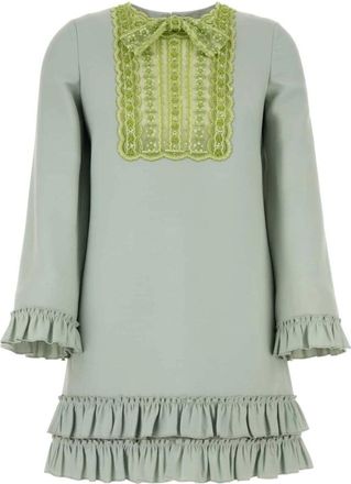 Valentino Garavani Wool Blend Mini Jurk - Dames - Korte kleedjes - Groen - XS - Wol - Kleedjes