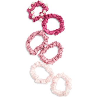 Chelsea28 6-Pack Satin Ponytail Holders in Warm Pink Multi at Nordstrom