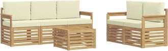 vidaXL Conjunto De Sof&aacute;s De Exterior 6 Uds. Blanco Y Crema Poli&eacute;ster Vidaxl