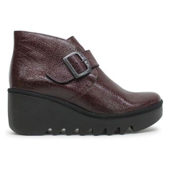 FLY London BIRT397FLY Rock Leather Womens Ankle Boots - Wine - Size:UK 6