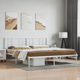 vidaXL Vidaxl - Estructura Cama Sin Colch&oacute;n Con Cabecero Metal Blanco 200x200cm