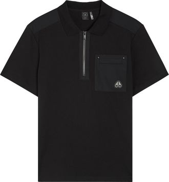 Moose Knuckles Dalon Panelled Piqu&eacute; Cotton Polo Shirt - Black - Xxl