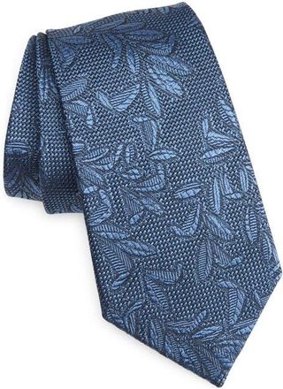 Ermenegildo Zegna Leaf Silk Jacquard Tie in Blue at Nordstrom