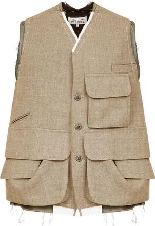 Maison Margiela cargo wool vest - Neutrals