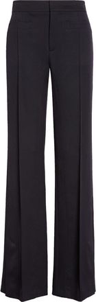 Chloé Slit Hem Virgin Wool Gabardine Tailored Pants in Ink Navy at Nordstrom, Size 10 Us