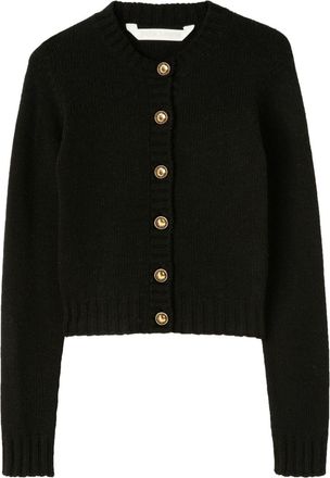 Palm Angels curved-logo wool-blend cardigan - women - Polyamide/Wool - M - Black
