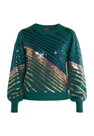 Faina Gebreide trui Dames Smaragdgroen