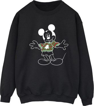 Disney Dames/Dames Mickey Mouse Xmas Jumper Sweatshirt (Zwart)