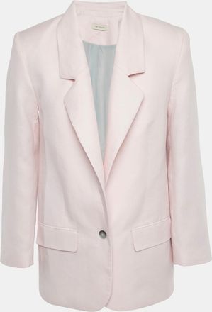The Mannei Pink Linen Single Breasted Oversized Volterra Blazer