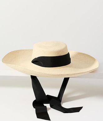 Sensi Studio Ribbon Tie Floppy Straw Hat