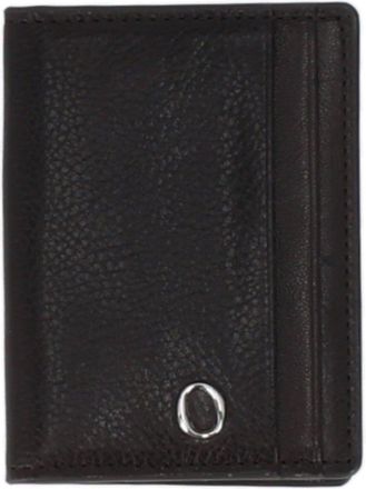 Orciani Lagoon Metallic Emblem Textured Leather Card Holder