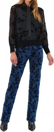 FDJ Flocked Long Sleeve Mesh Top In Black